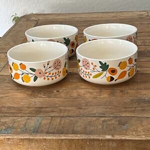 Mainstays Stoneware 6" Bowls Harvest Floral Set of 4 Colorful
